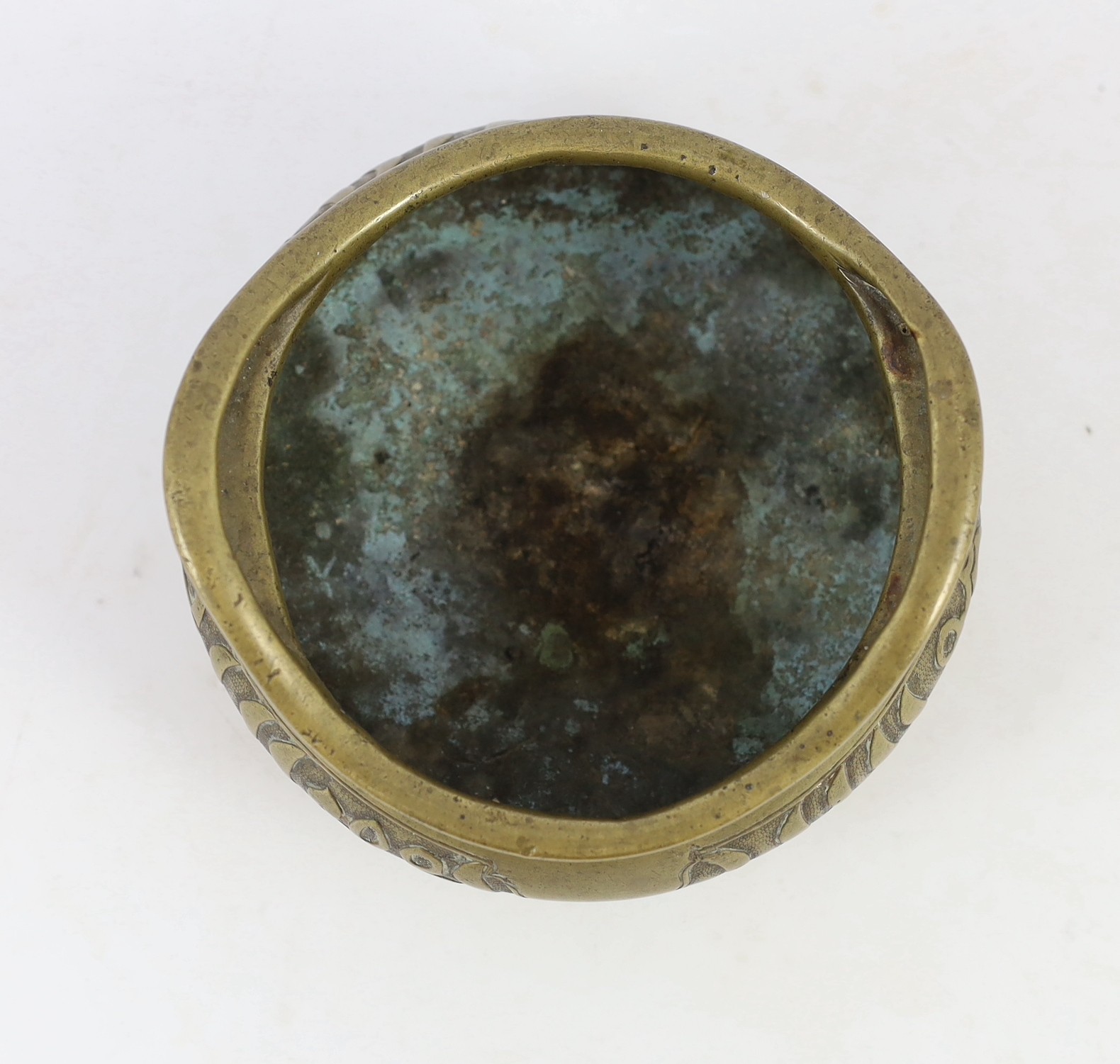 A Chinese bronze censer made for the Islamic market, ding, Xuande mark but 18th/19th century, 14.5cm wide